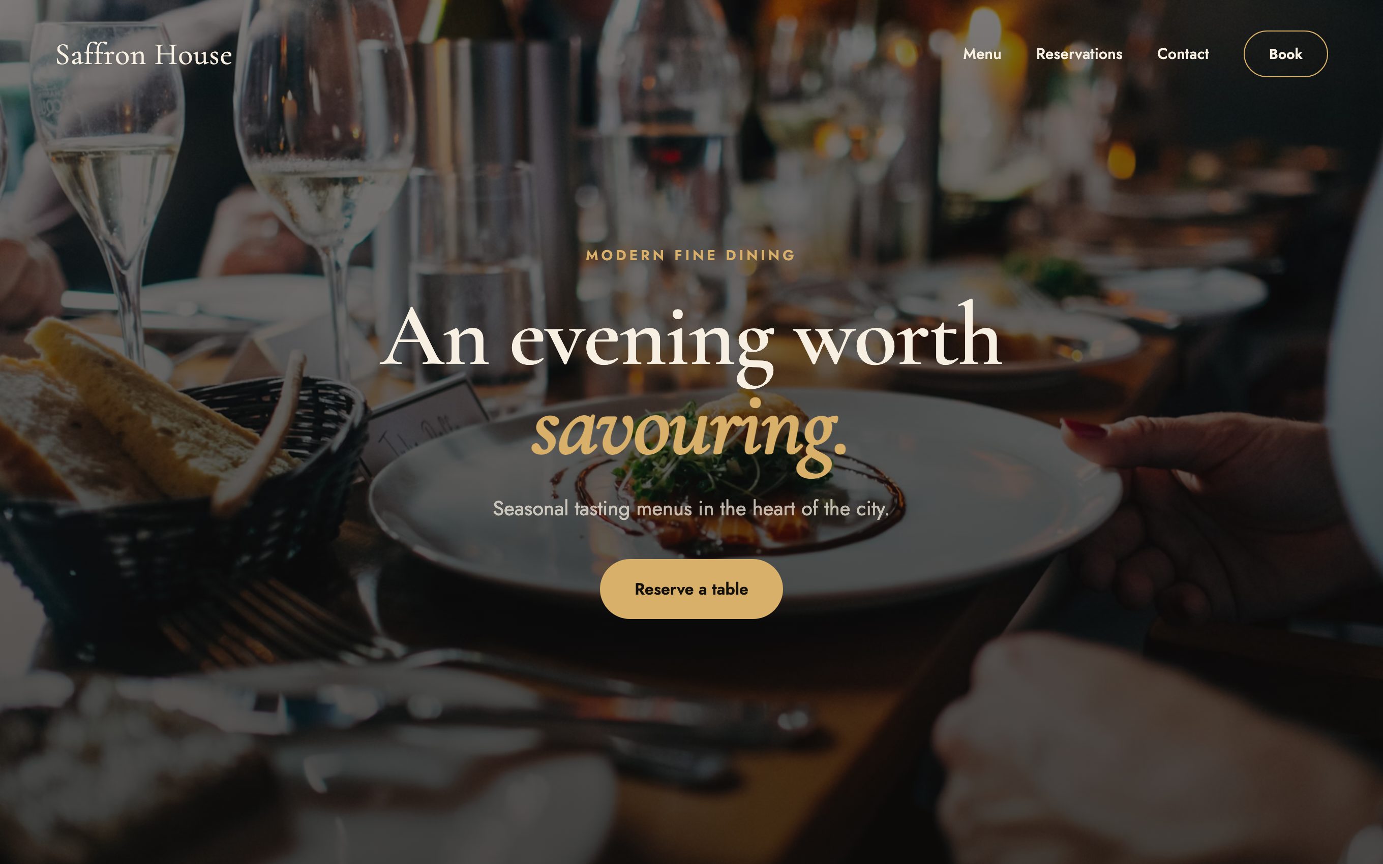 Saffron House fine-dining website